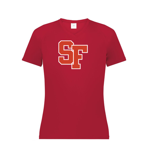 [2792.083.XS-LOGO1] Women's Dri Fit V-Neck T-Shirt (Female Adult XS, Red, Logo 1)