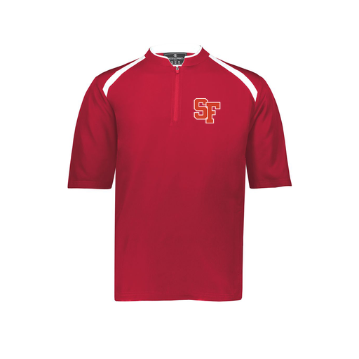 [229581-AS-RED-LOGO1] Men's Dugout Short Sleeve Pullover (Adult S, Red, Logo 1)