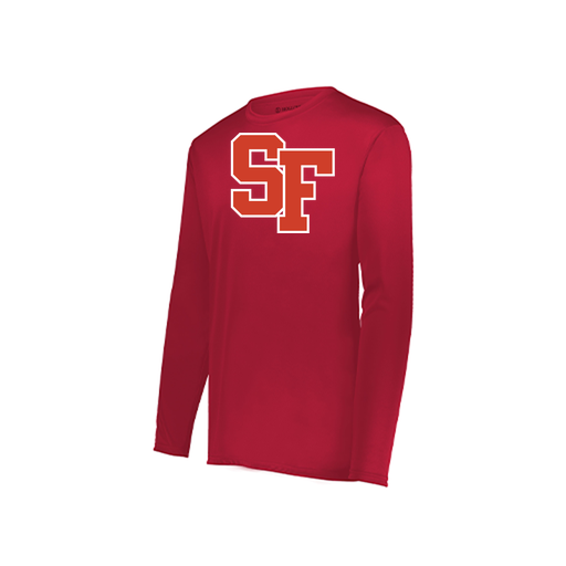 [222823.083.S-LOGO1] Youth LS Smooth Sport Shirt (Youth S, Red, Logo 1)