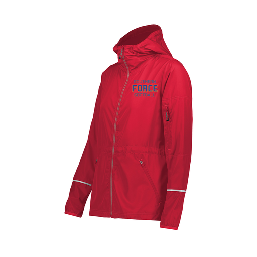 [229782-RED-FAXS-LOGO3] Ladies Packable Full Zip Jacket (Female Adult XS, Red, Logo 3)