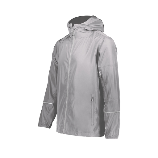 [229582-SIL-AXS-LOGO5] Men's Packable Full Zip Jacket (Adult XS, Silver, Logo 5)