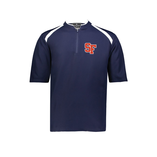 [229681.301.S-LOGO1] Youth Dugout Short Sleeve Pullover (Youth S, Navy, Logo 1)