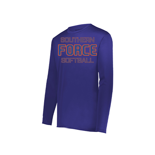 [222823.747.S-LOGO3] Youth LS Smooth Sport Shirt (Youth S, Purple, Logo 3)