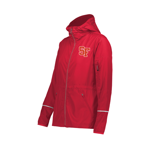 [229782-RED-FAXS-LOGO1] Ladies Packable Full Zip Jacket (Female Adult XS, Red, Logo 1)